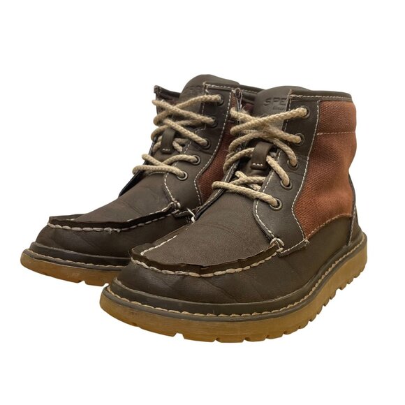 Sperry Boys Brown Lining Lace-Up Top Sider Rudder Hi Boots Size 13M - Picture 3 of 9